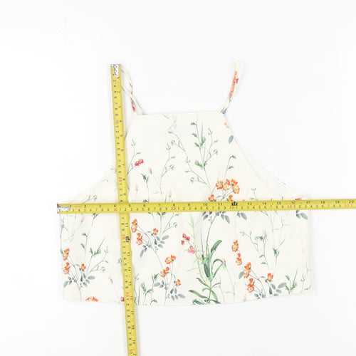 Zara Women Ivory Floral Halter Camisole Top Size 12