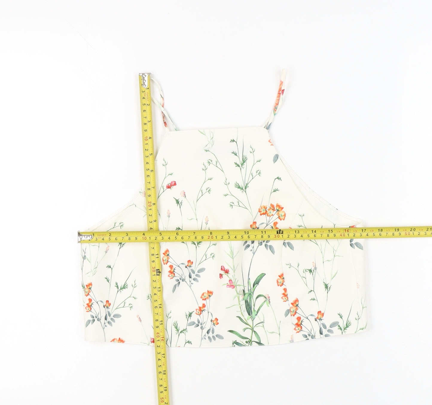 Zara Women Ivory Floral Halter Camisole Top Size 12