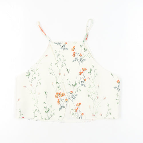 Zara Women Ivory Floral Halter Camisole Top Size 12