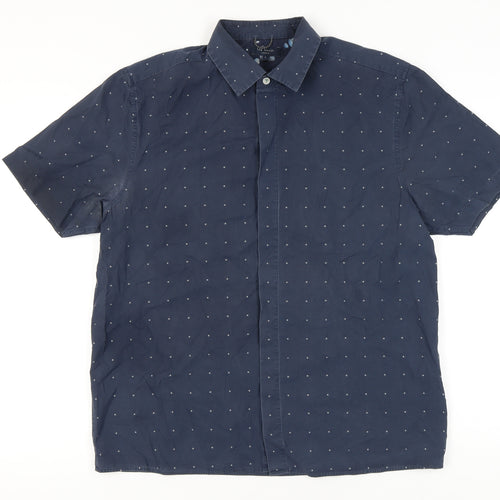 Ted Baker Men’s Blue Polka Dot Short Sleeve Button-Up Shirt Size L