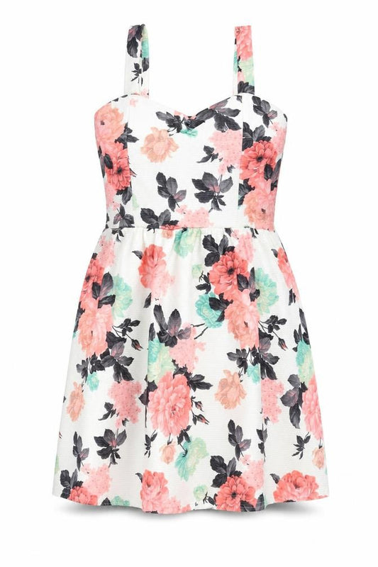 Front view of Select Women’s Multicoloured Floral Skater Dress UK 8 Sleeveless