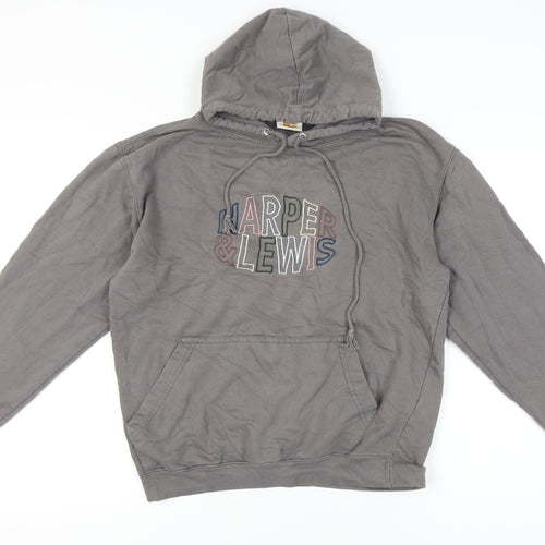 Harper & Lewis Womens Grey Pullover Hoodie Medium Embroidered Logo