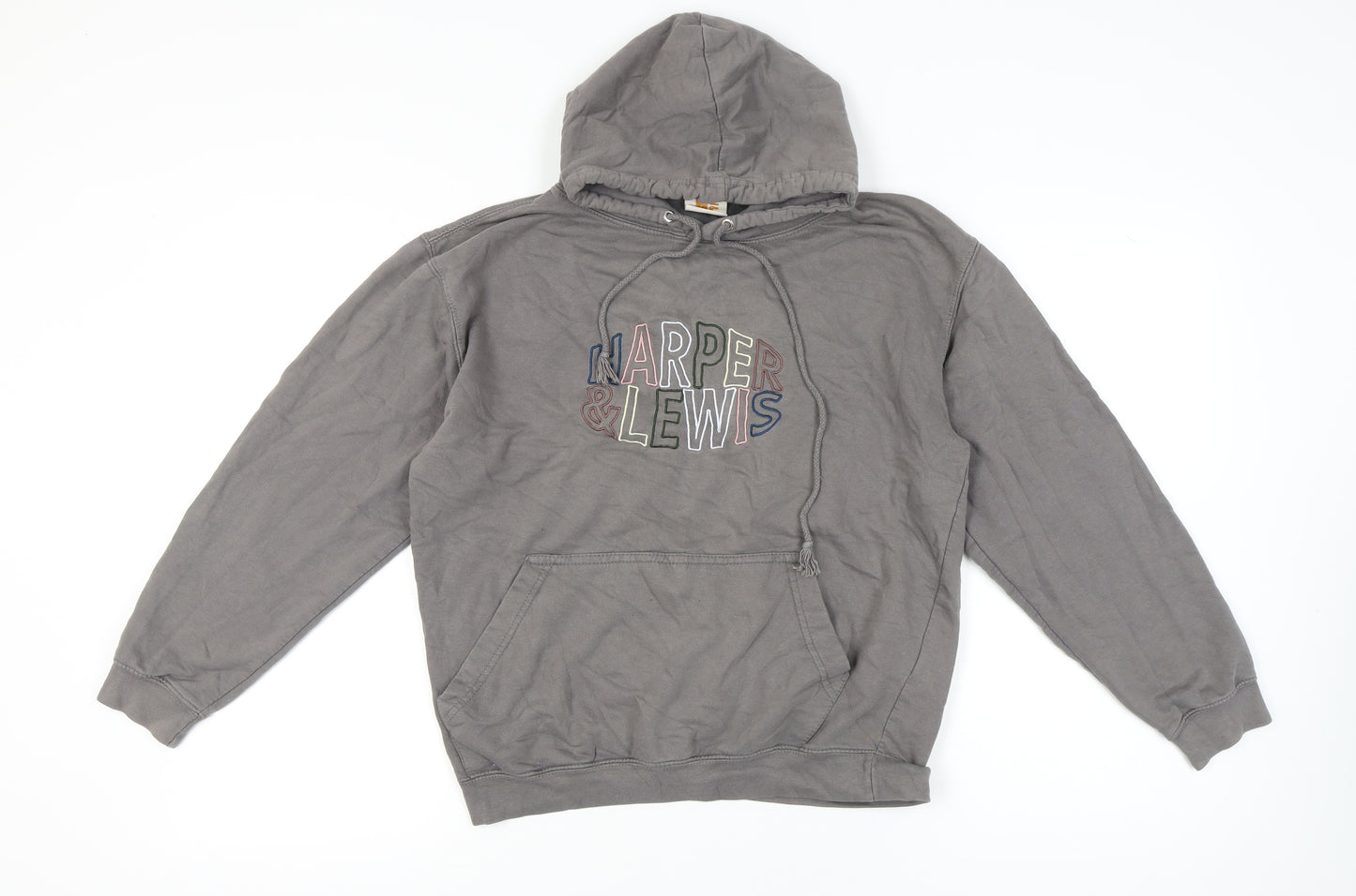 Harper & Lewis Womens Grey Pullover Hoodie Medium Embroidered Logo