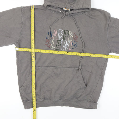 Harper & Lewis Womens Grey Pullover Hoodie Medium Embroidered Logo