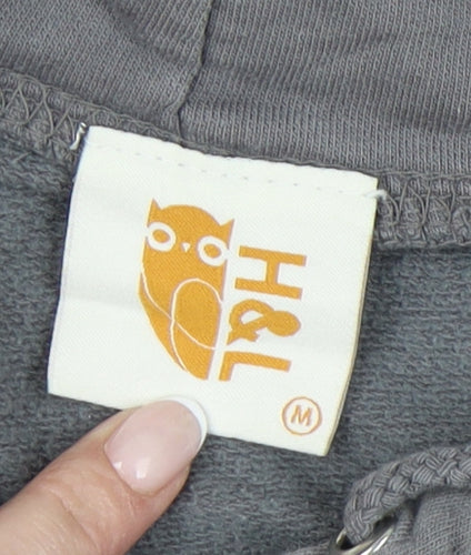 Harper & Lewis Womens Grey Pullover Hoodie Medium Embroidered Logo