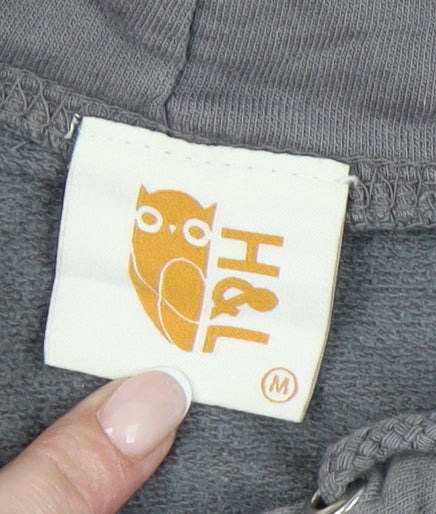 Harper & Lewis Womens Grey Pullover Hoodie Medium Embroidered Logo