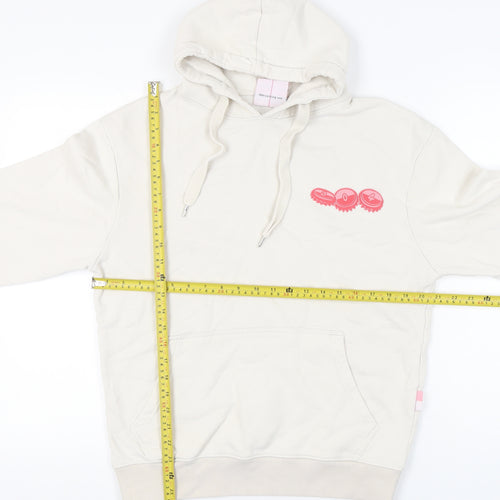 304 Womens Small Beige Hoodie Pullover Cotton Blend Graphic Print