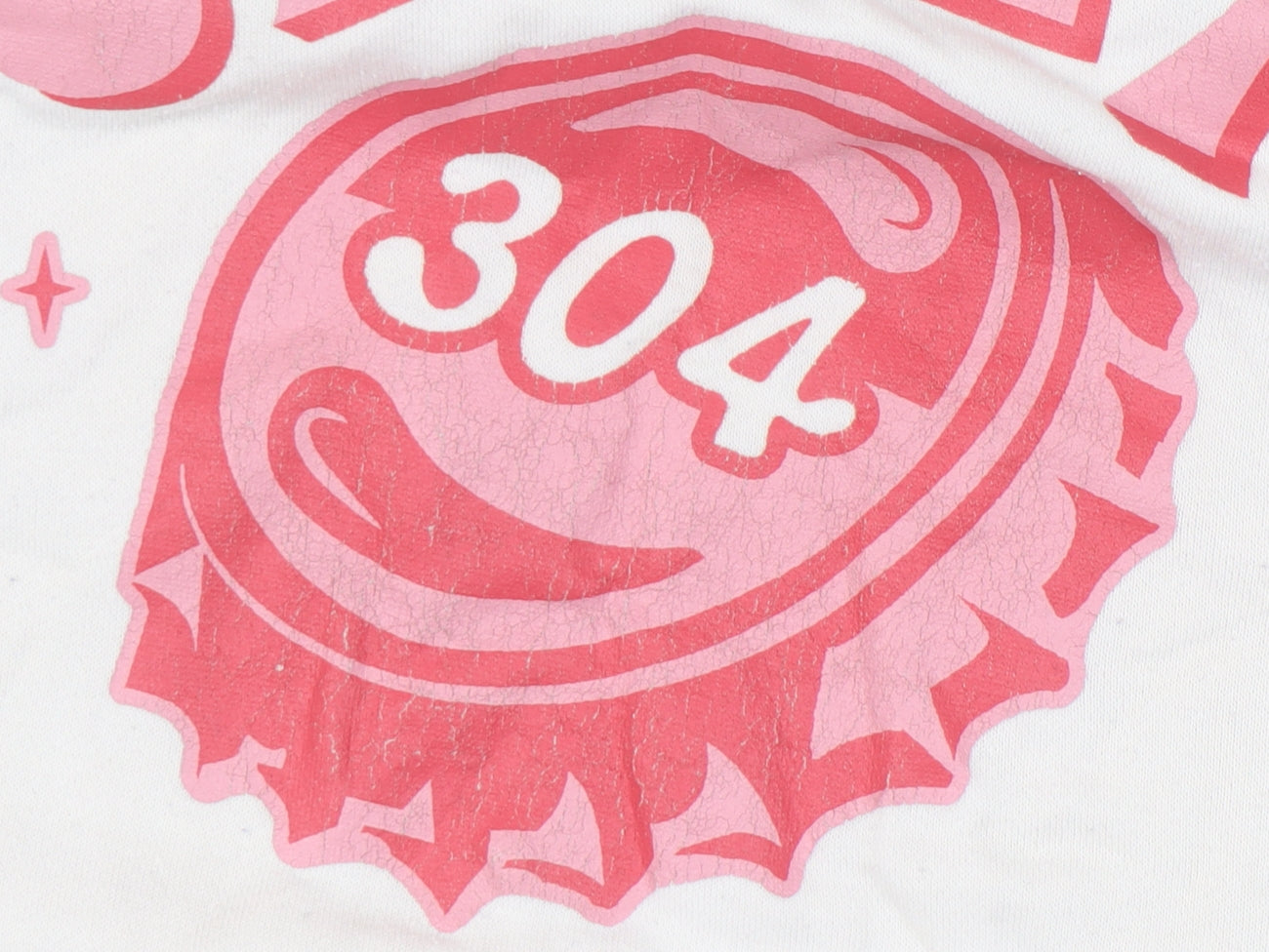 304 Womens Small Beige Hoodie Pullover Cotton Blend Graphic Print