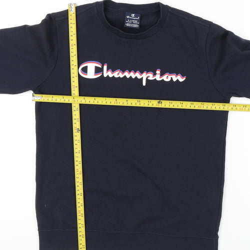 Champion Boys Black 13-14Y Logo Pullover Sweatshirt Crew Neck