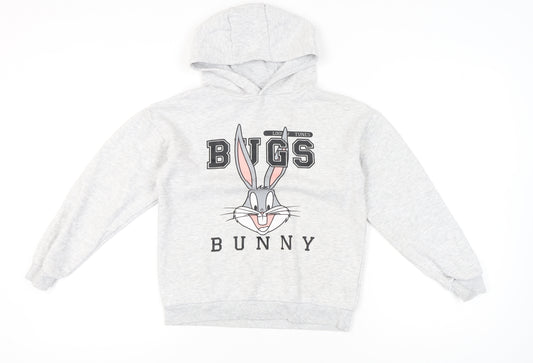 Looney Tunes Girls Grey Bugs Bunny Pullover Hoodie 10-11 Years