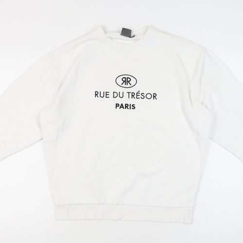ASOS Men’s White Logo Sweatshirt XS Pullover Paris Graphic