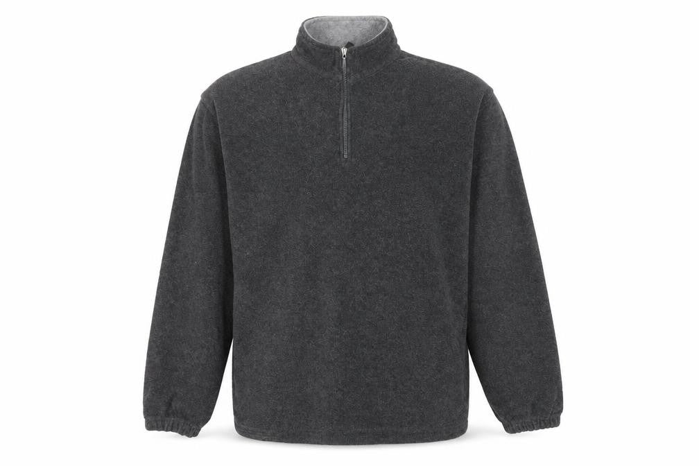 Front view of Swordfish men’s grey xl fleece pullover 1/4 zip sweatshirt outdoor