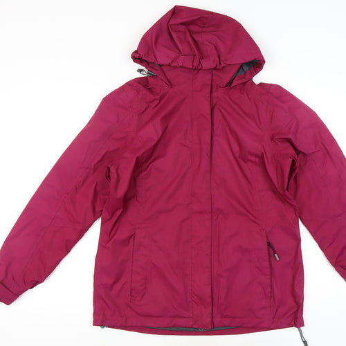Crane Womens Pink Rain Coat Jacket Size 12 Hooded Lightweight