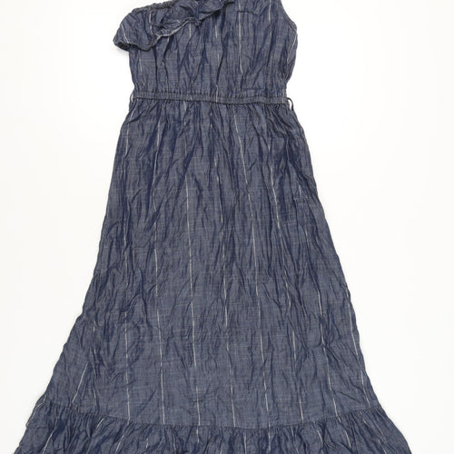 Next Womens Blue One Shoulder Midi Asymmetric Dress Size 10