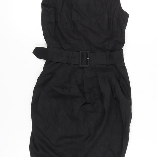 Warehouse Women’s Black Sheath Dress UK 8 Knee Length Sleeveless