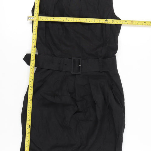 Warehouse Women’s Black Sheath Dress UK 8 Knee Length Sleeveless