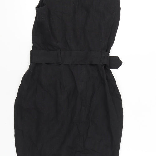 Warehouse Women’s Black Sheath Dress UK 8 Knee Length Sleeveless