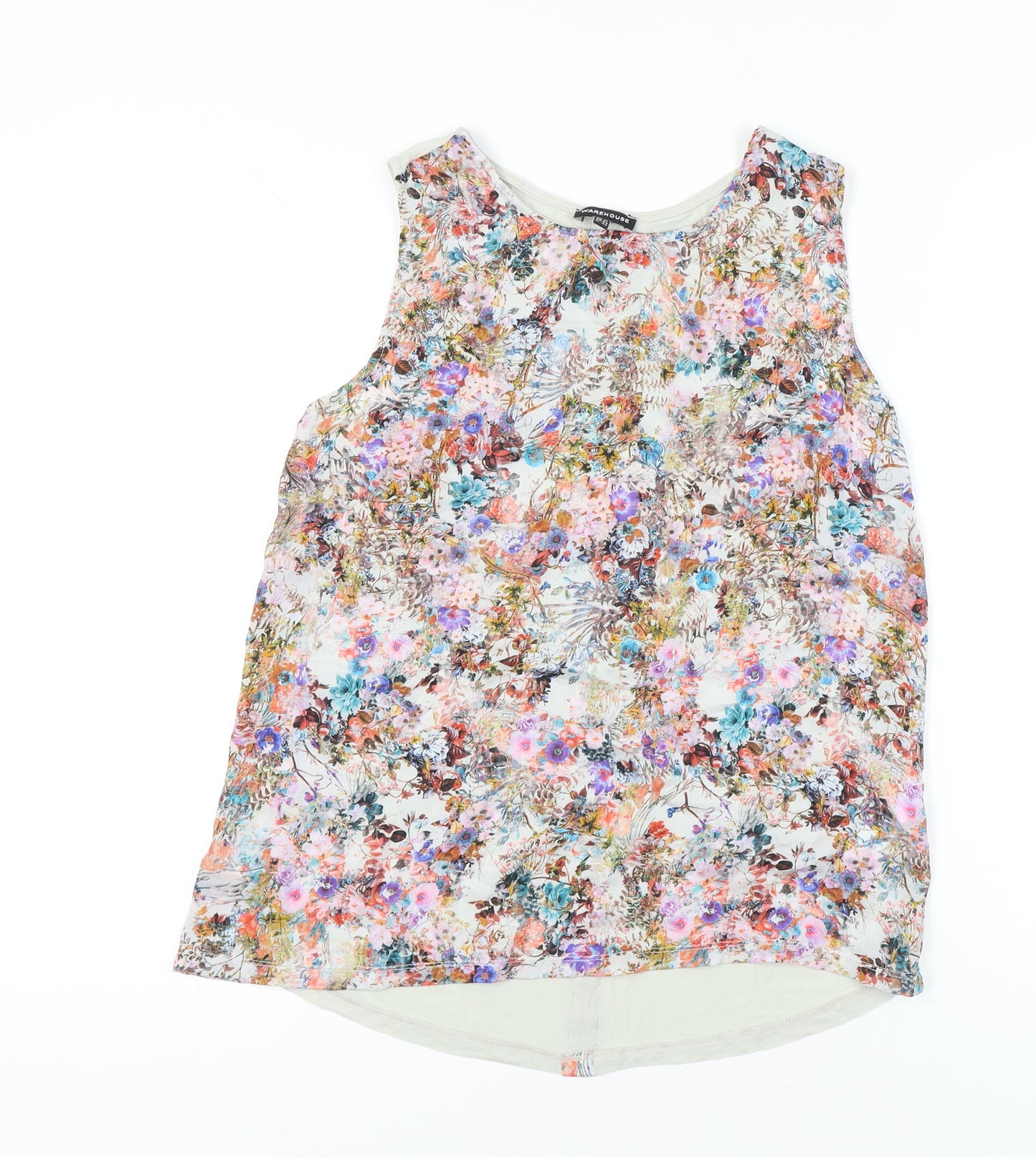 Warehouse Womens Multicoloured Floral Blouse UK 16 Scoop Neck
