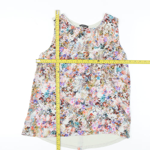 Warehouse Womens Multicoloured Floral Blouse UK 16 Scoop Neck