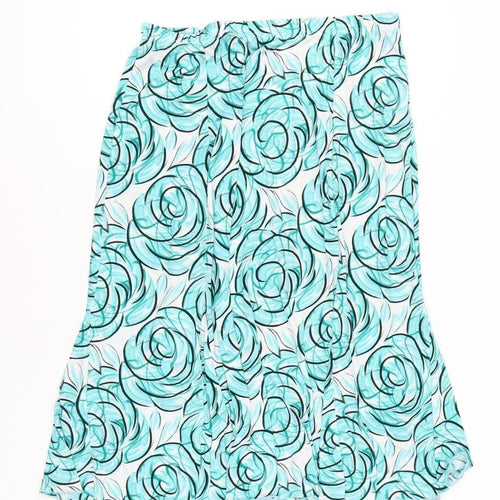 Classics Women’s Blue Floral A-Line Skirt L/XL Knee Length