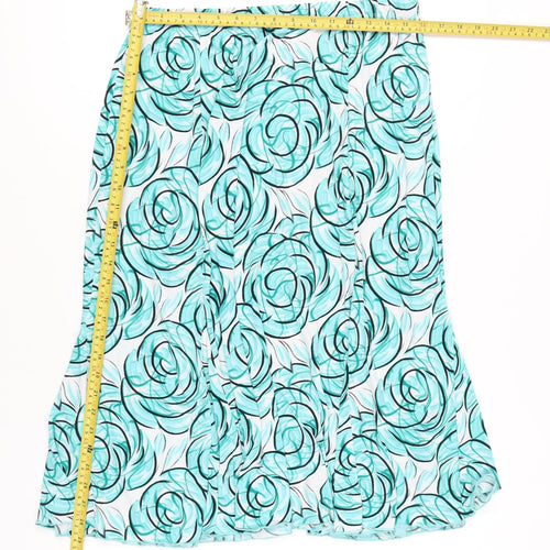 Classics Women’s Blue Floral A-Line Skirt L/XL Knee Length