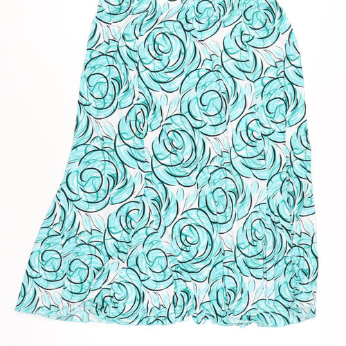 Classics Women’s Blue Floral A-Line Skirt L/XL Knee Length