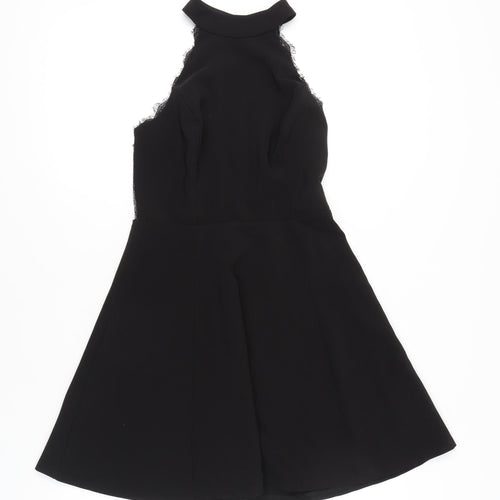 River Island Women’s Black Size 8 Lace Halter Fit & Flare Party Dress