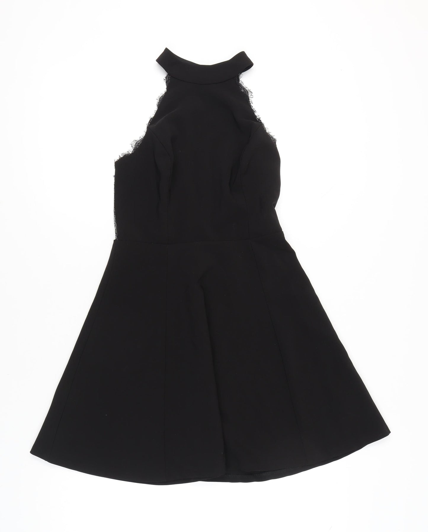 River Island Women’s Black Size 8 Lace Halter Fit & Flare Party Dress
