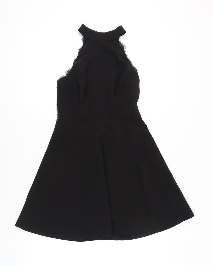 River Island Women’s Black Size 8 Lace Halter Fit & Flare Party Dress
