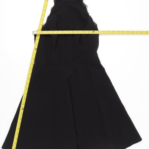 River Island Women’s Black Size 8 Lace Halter Fit & Flare Party Dress