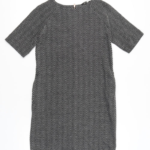 Next Women’s Black Herringbone Shift Dress Size 8 Workwear