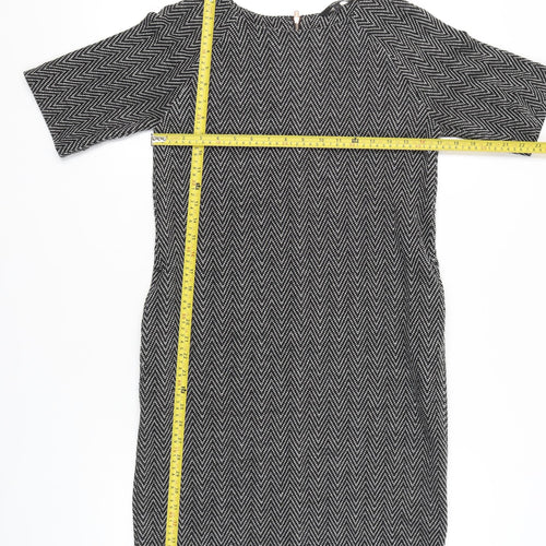 Next Women’s Black Herringbone Shift Dress Size 8 Workwear