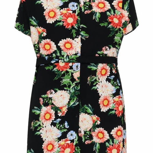 Dorothy Perkins Women’s Black Floral Shirt Dress UK 12 Knee Length