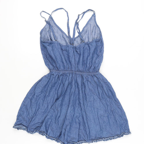 Dazie Women’s Blue Denim Cotton Playsuit Size 6 V-Neck Summer