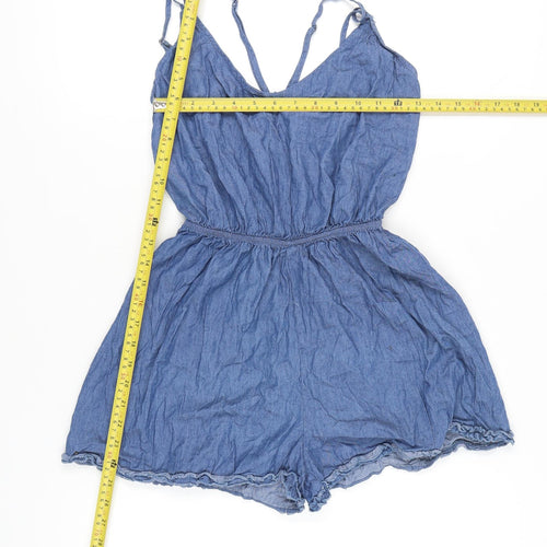 Dazie Women’s Blue Denim Cotton Playsuit Size 6 V-Neck Summer