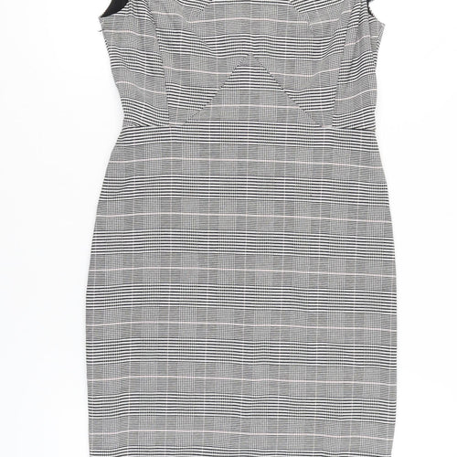 Marks and Spencer Women Grey Check Sheath Work Dress UK 10
