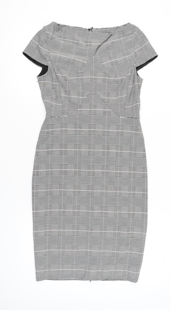 Marks and Spencer Women Grey Check Sheath Work Dress UK 10
