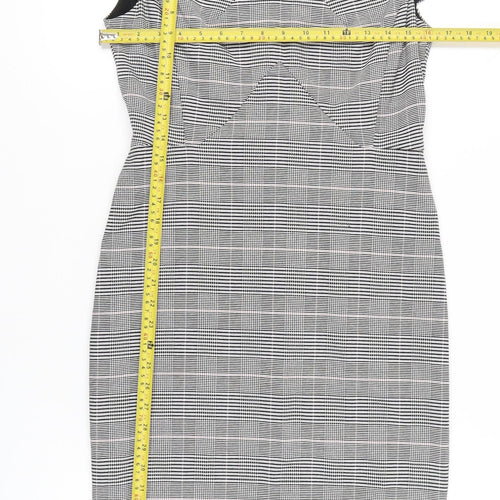 Marks and Spencer Women Grey Check Sheath Work Dress UK 10