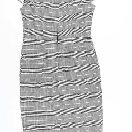Marks and Spencer Women Grey Check Sheath Work Dress UK 10