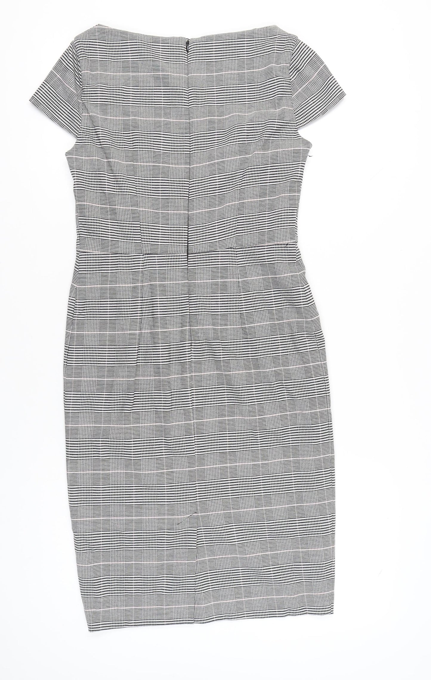Marks and Spencer Women Grey Check Sheath Work Dress UK 10
