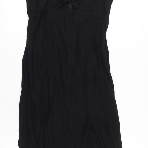 F&F Womens Black Size 10 Strapless Midi Bodycon Dress Linen Blend