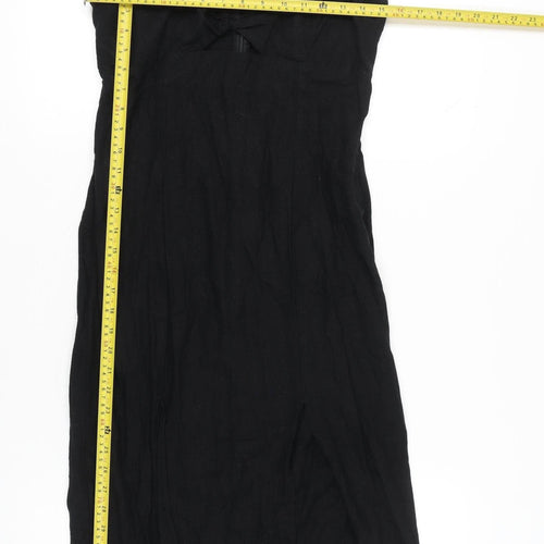 F&F Womens Black Size 10 Strapless Midi Bodycon Dress Linen Blend
