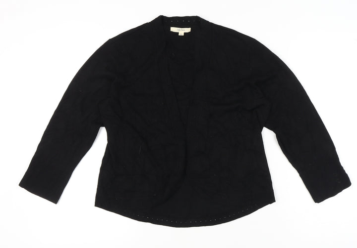 Peyton Primrose Women Black L Cardigan Knit Long Sleeve Open Front