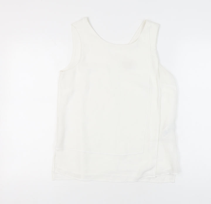 Phase Eight Women’s White Sleeveless Tank Top Size 10 Chiffon Polyester