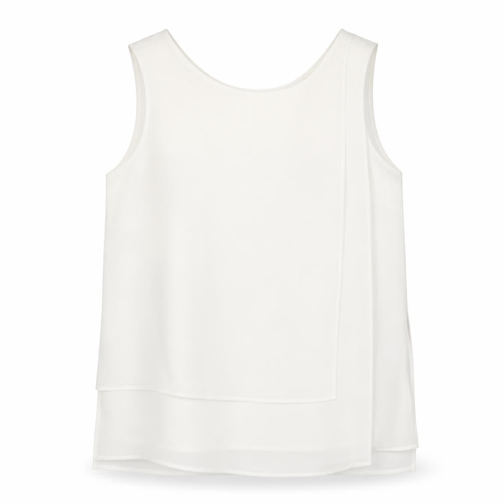 Front view of Phase Eight Women’s White Sleeveless Tank Top, size UK 10, Chiffon Polyester
