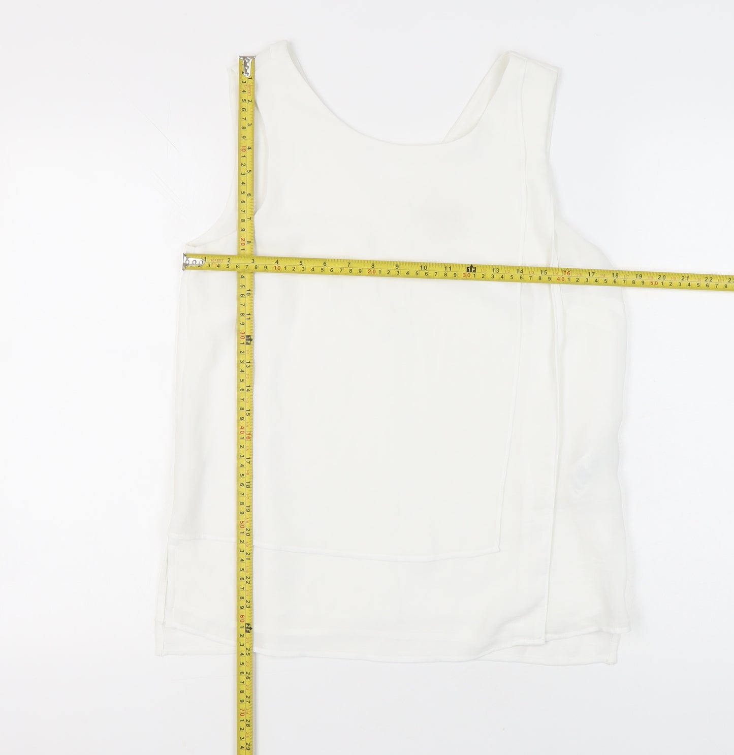 Phase Eight Women’s White Sleeveless Tank Top Size 10 Chiffon Polyester