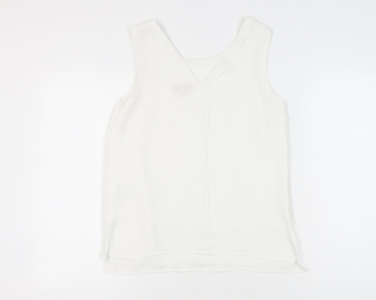 Phase Eight Women’s White Sleeveless Tank Top Size 10 Chiffon Polyester
