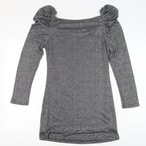 Jarlo Women’s Silver Bodycon Party Dress Size 14 Long Sleeve