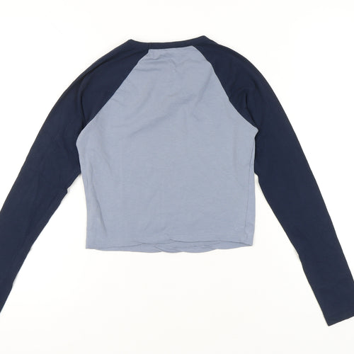 New Look Girls Blue 12-13Y Long Sleeve Ringer Graphic T-Shirt