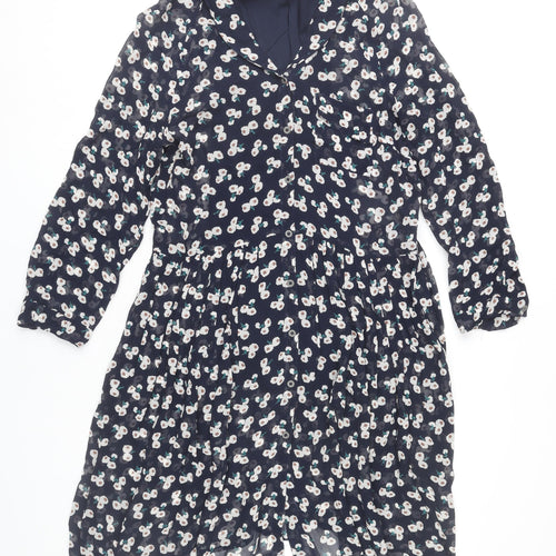 Marks and Spencer Women Blue Floral A-Line Dress Size 12